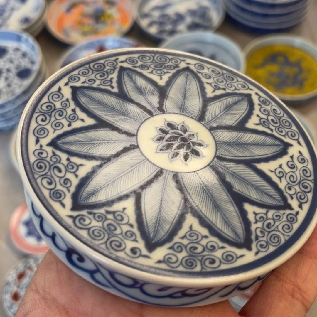 瓷片景德镇青花芭蕉叶盖置