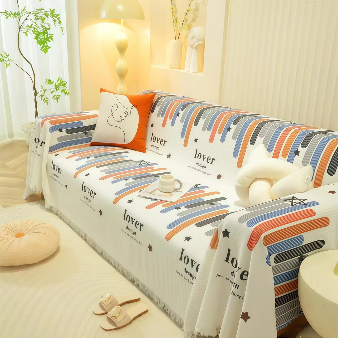 布艺沙发垫简约防滑防猫弹力通用型ins条纹全盖盖沙发巾全盖布