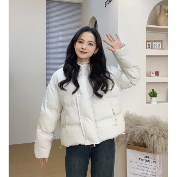 《39》连帽减龄短款棉服女冬季简约保暖小个子棉袄2023年新款