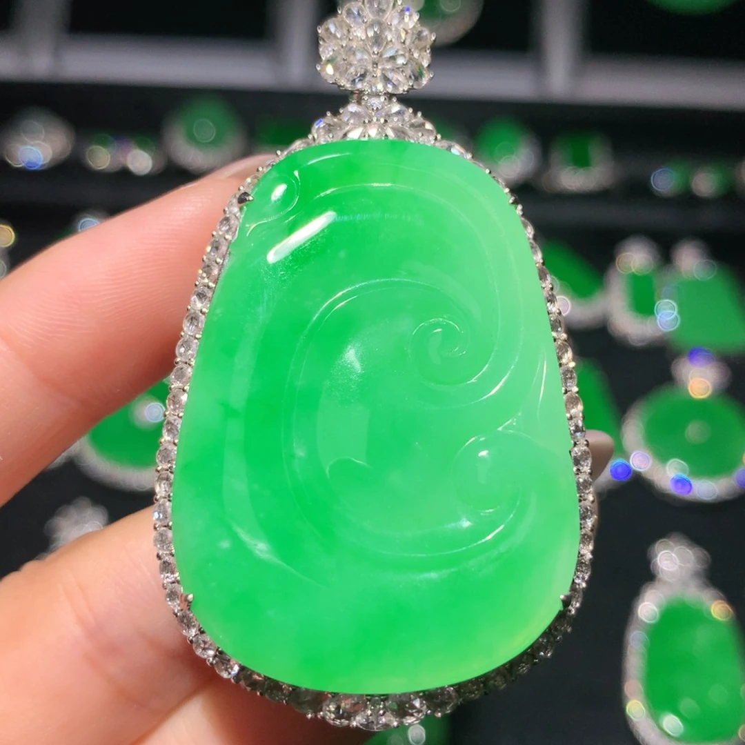 翡翠18K金镶嵌吊坠(不含链)翡翠