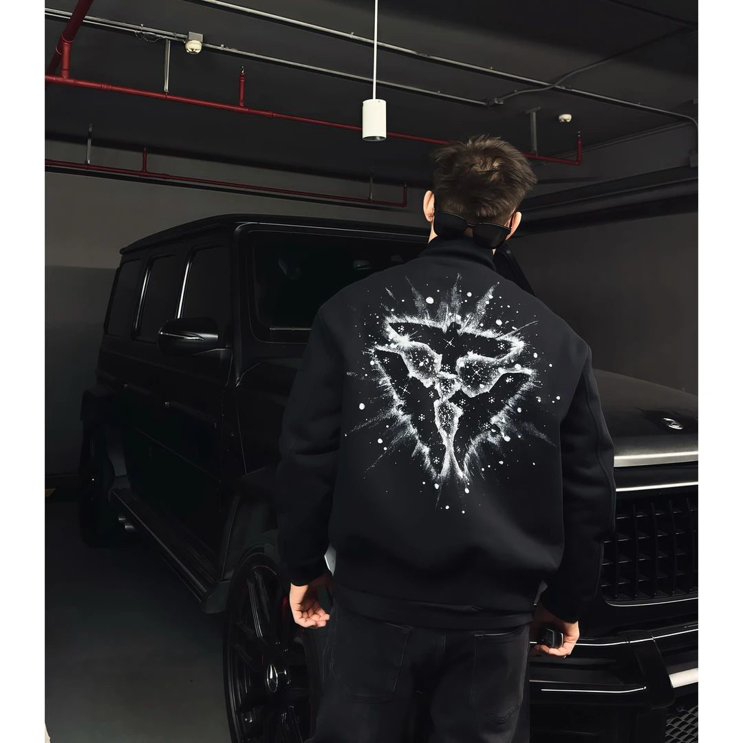 SAM【曜夜飞鹰】冬季高定奢睿气场晶钻加厚夹棉型男痞帅棒球领棉服