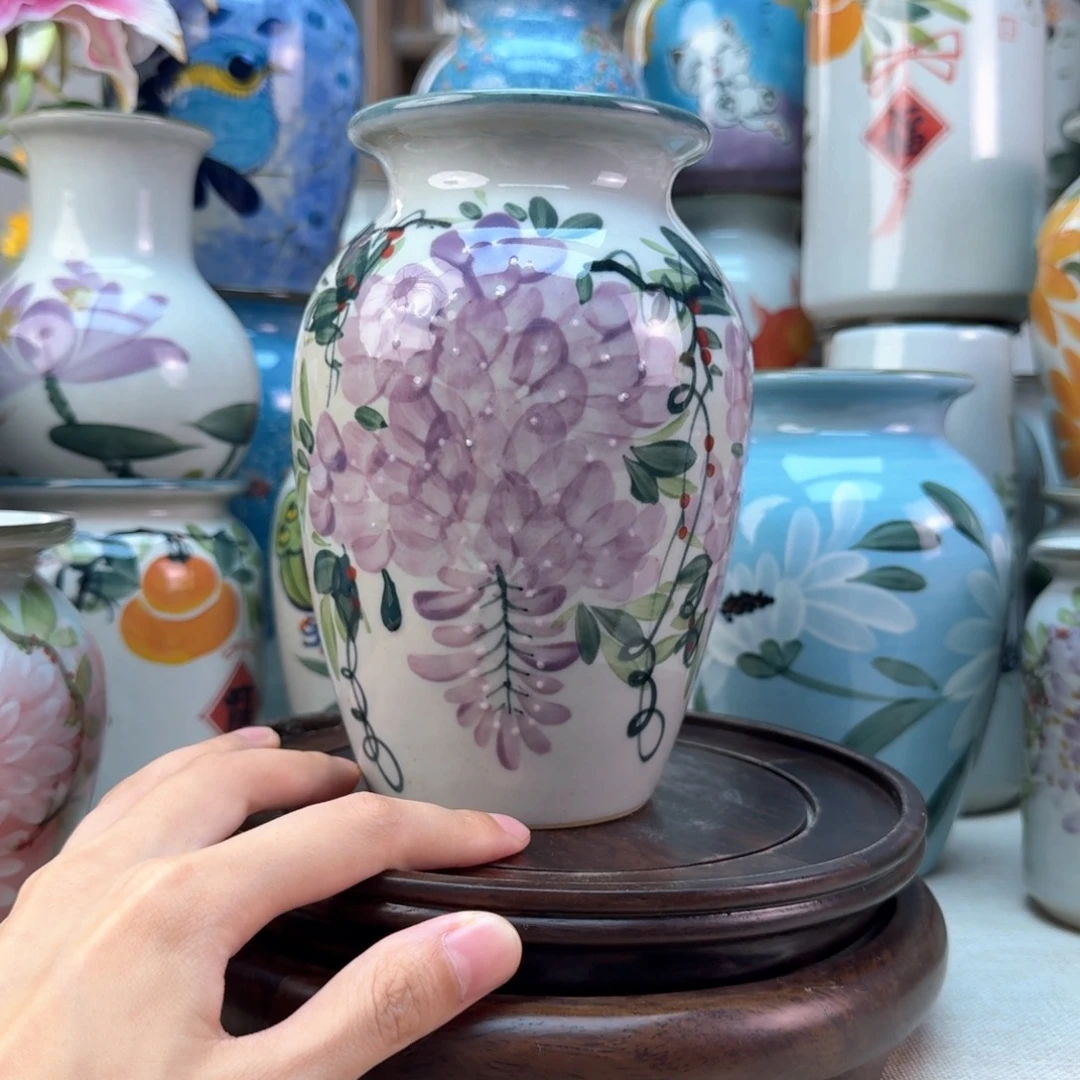 景德镇陶瓷手绘花瓶无孔