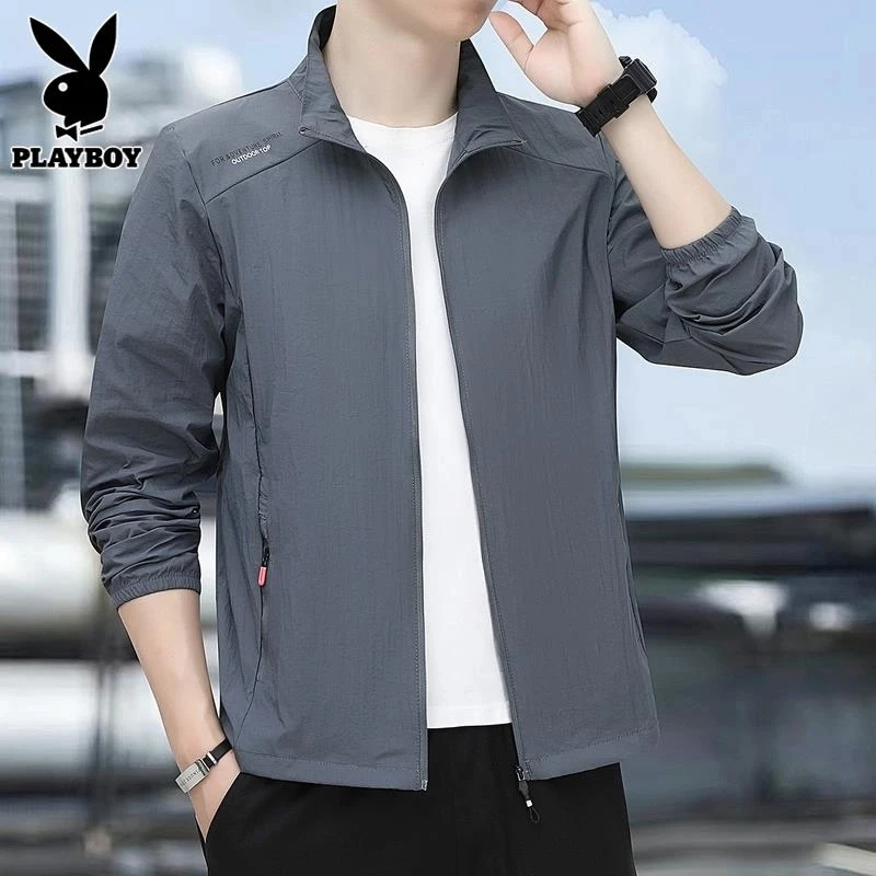 花花公子冰丝防晒衣男士夹克夏季超薄款宽松休闲户外防晒服外套男