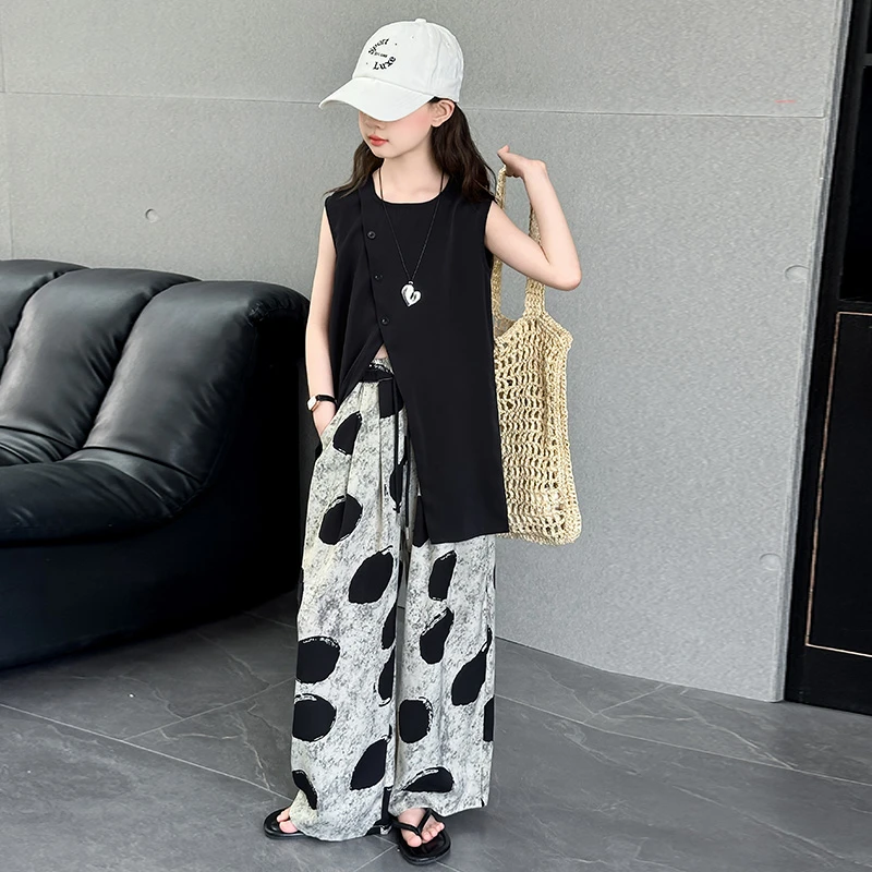 简约潮牌店铺儿童服装2025年新款衣服女童装夏装套装6-12岁高级感