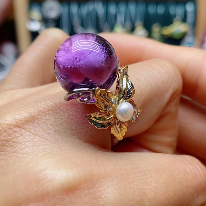 银S925镶嵌戒指水晶天然水晶戒指