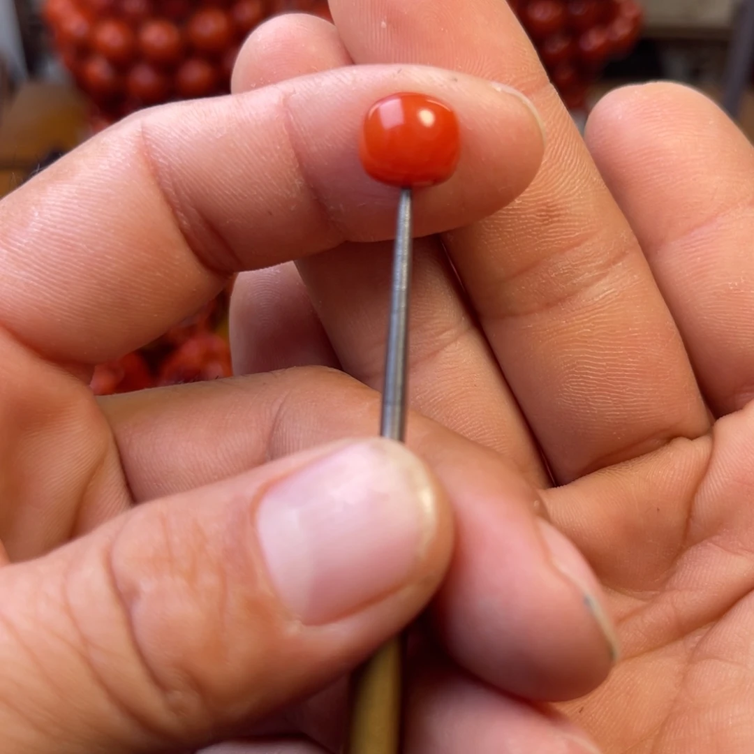 南红玛瑙未镶嵌川料精工老型单珠卡10mm