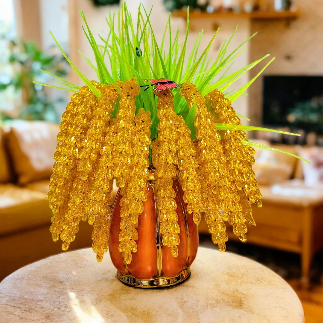 金色水晶稻穗手工DIY材料包适合节庆客厅送礼