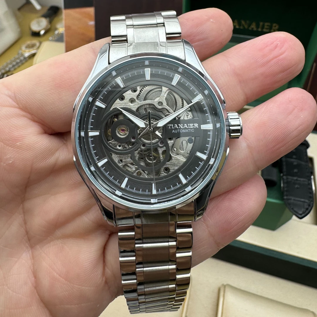 手表男士陀飞轮镂空全自动机械表潮流时尚防水腕表808空-WL