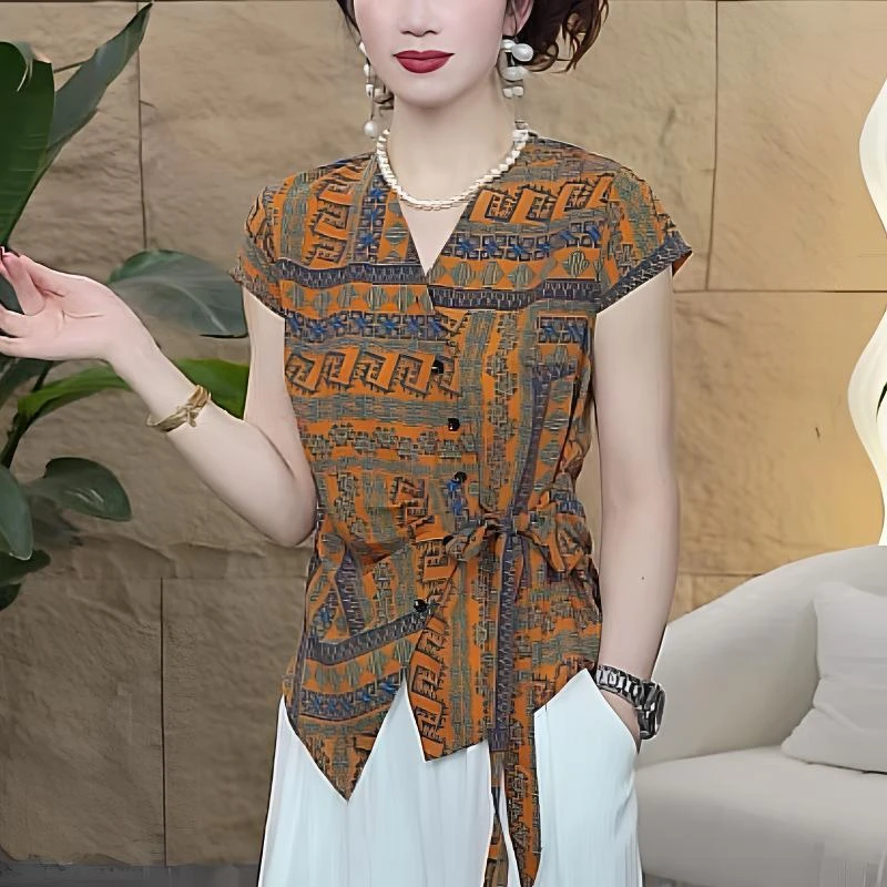 【歌莱图】夏季新款时尚不规则洋气显瘦气质T恤上衣#9777