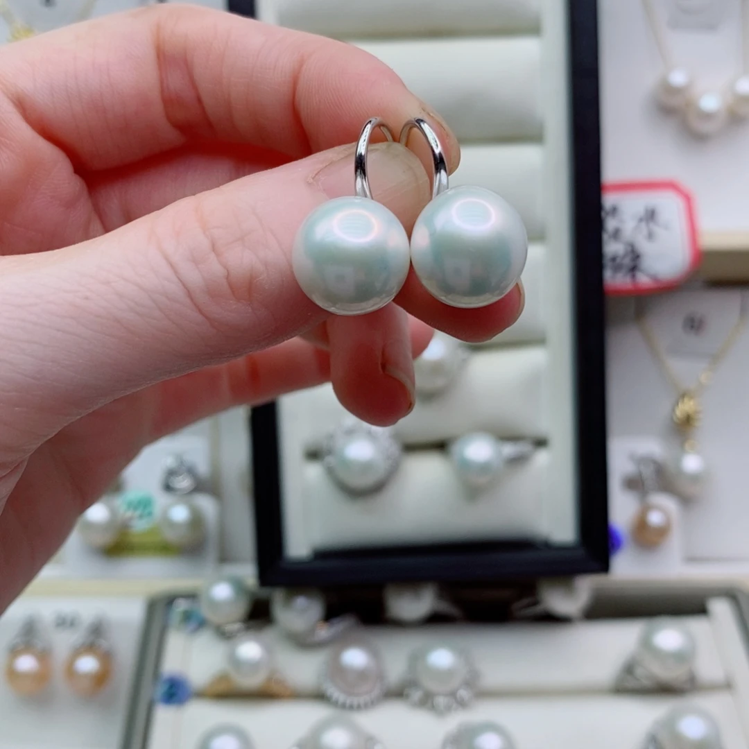 用***3耳饰淡水珍珠银S925镶嵌A