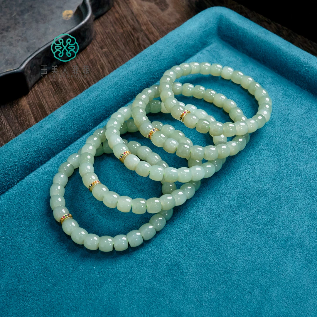 菲菲珠宝好~和田玉单圈直切手串约7*8mm/多样性发一