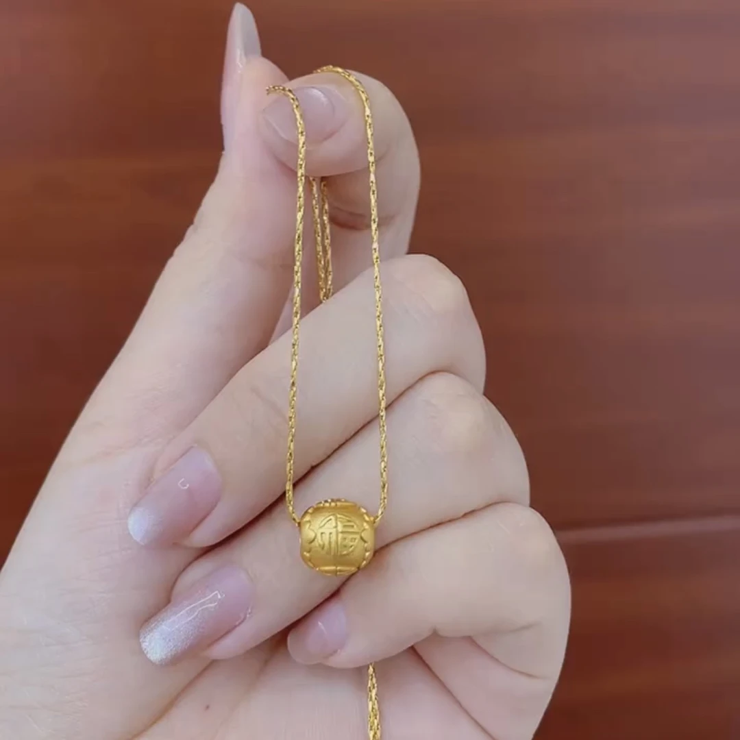 铜项链 福珠珠转运珠10m项链女简约时尚小众轻奢锁骨链