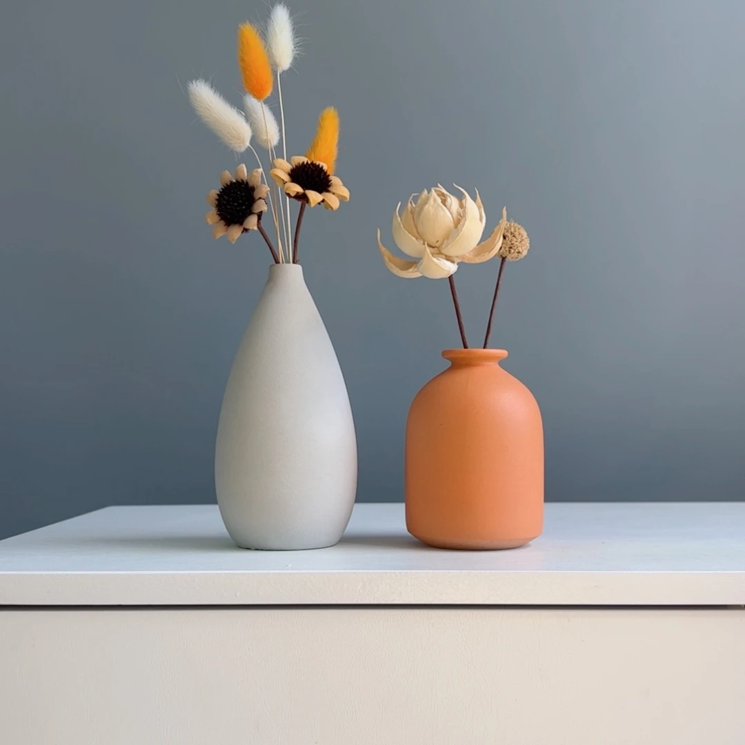 摆件陶瓷小花瓶摆件含花总高约20-30cm