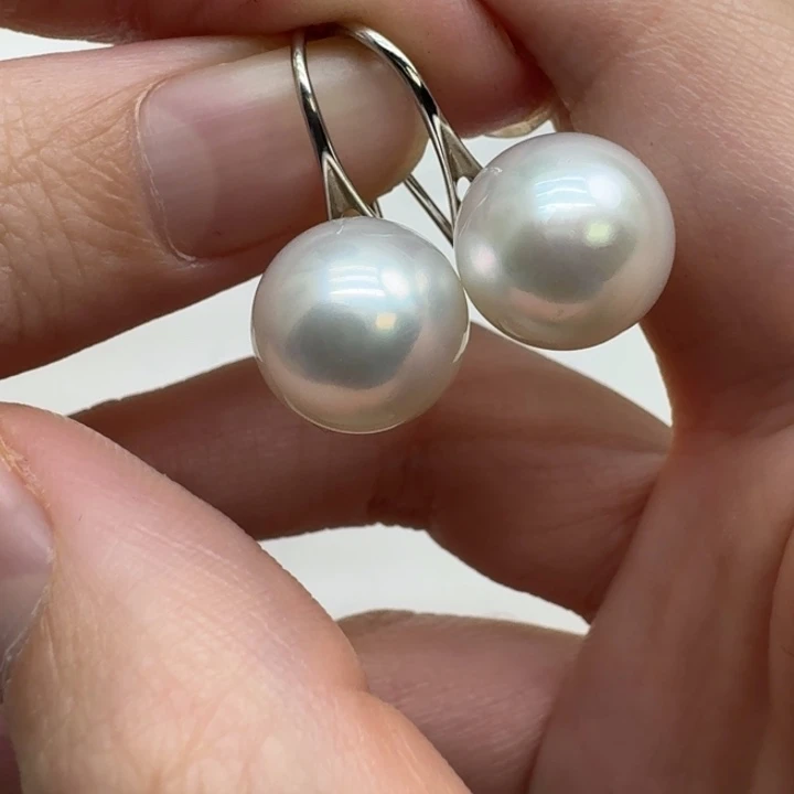 耳饰银S925镶嵌海水珍珠