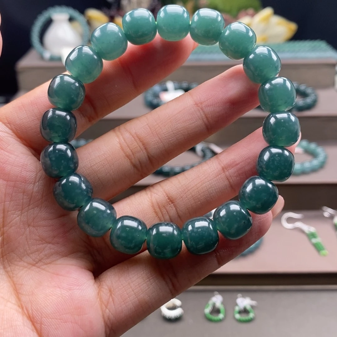 翡翠未镶嵌手链卡10.5mm20颗有雪花棉福利款