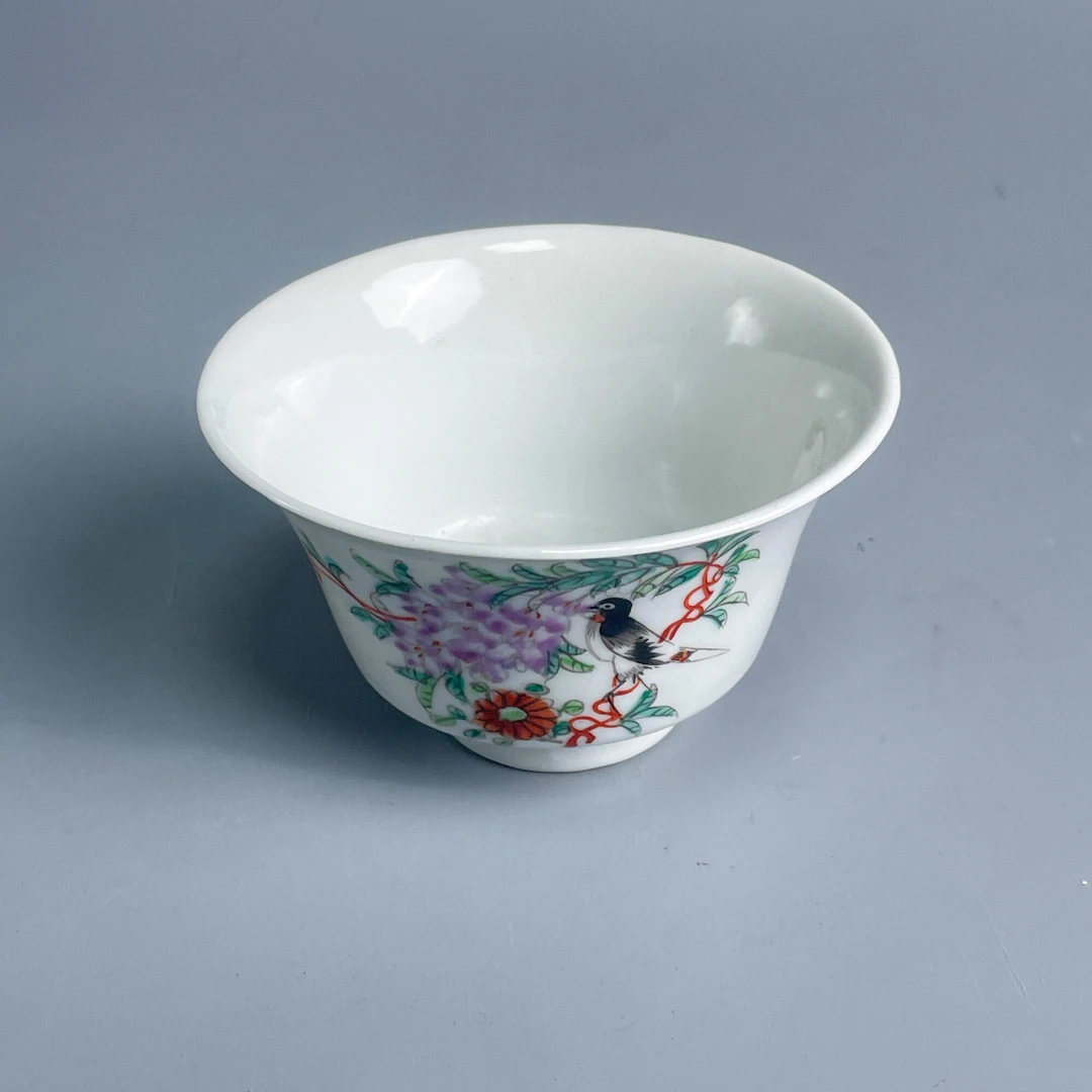 瓷器/古董民国粉彩花鸟纹杯-M25BT007029古玩/收藏/文物/绣花张