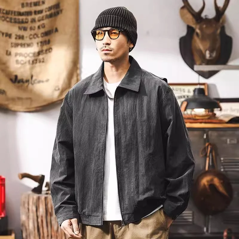 @放牧火星 莱赛尔高级感外套男春秋2025新款美式复古潮牌宽松夹克