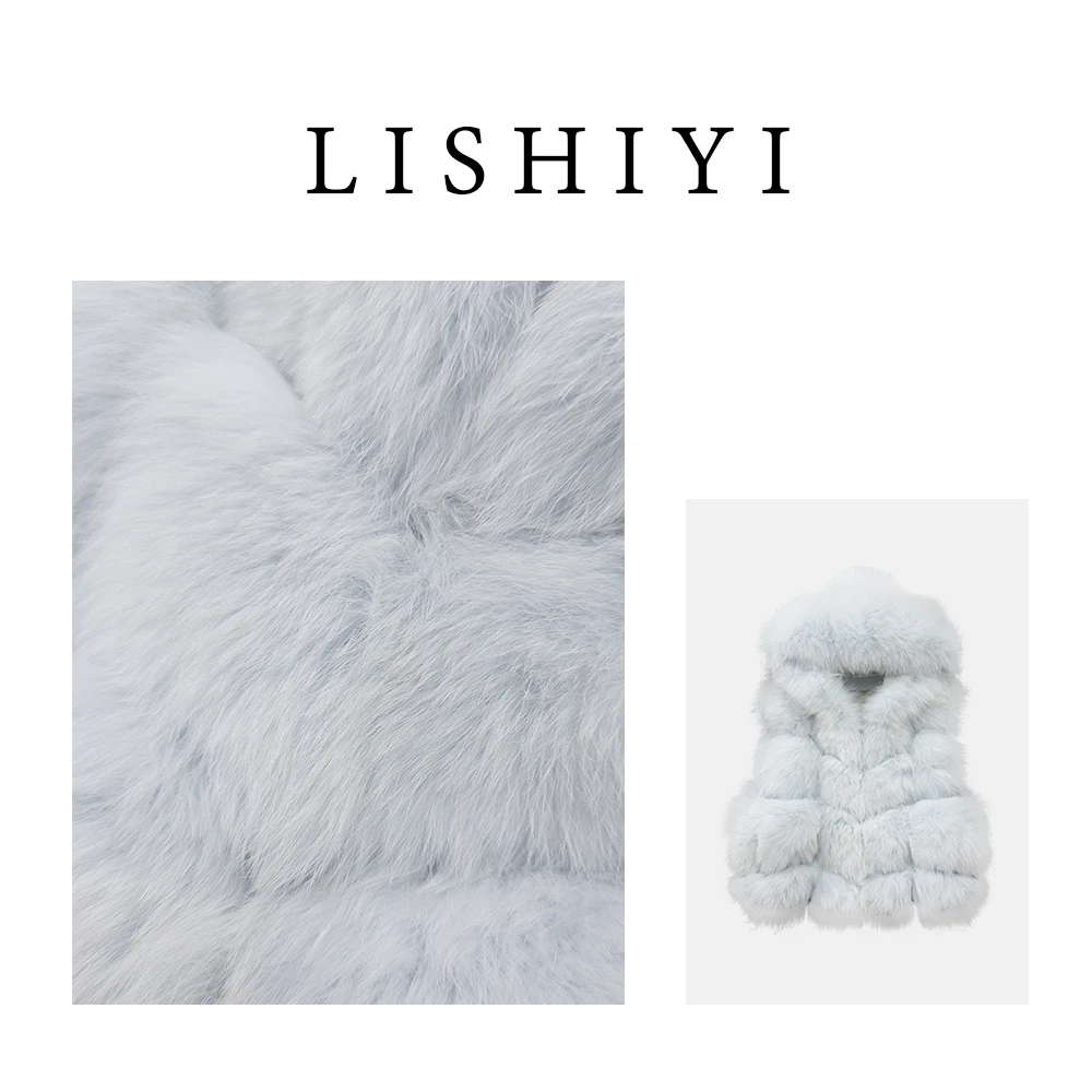 LYA285【大小姐】狐狸毛拼羊皮连帽马甲纯欲马甲