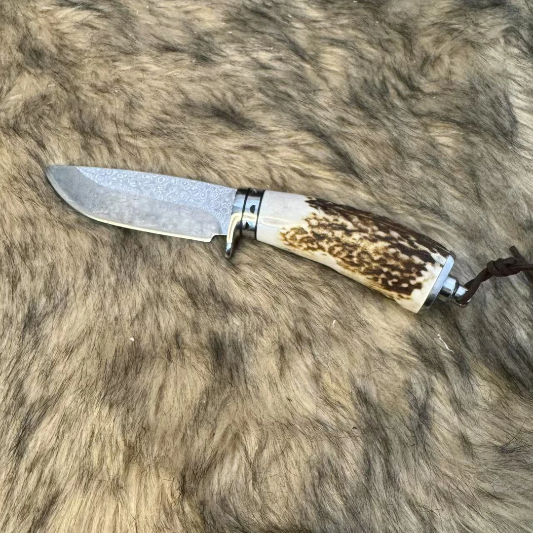 大马士革 鹿角 家用手把肉水果刀