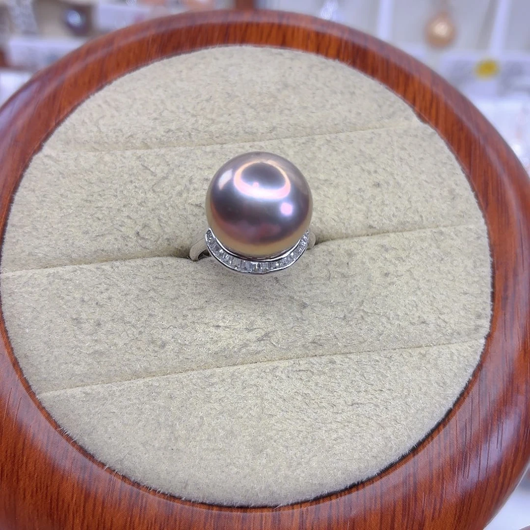 l***g银S925镶嵌戒指淡水珍珠