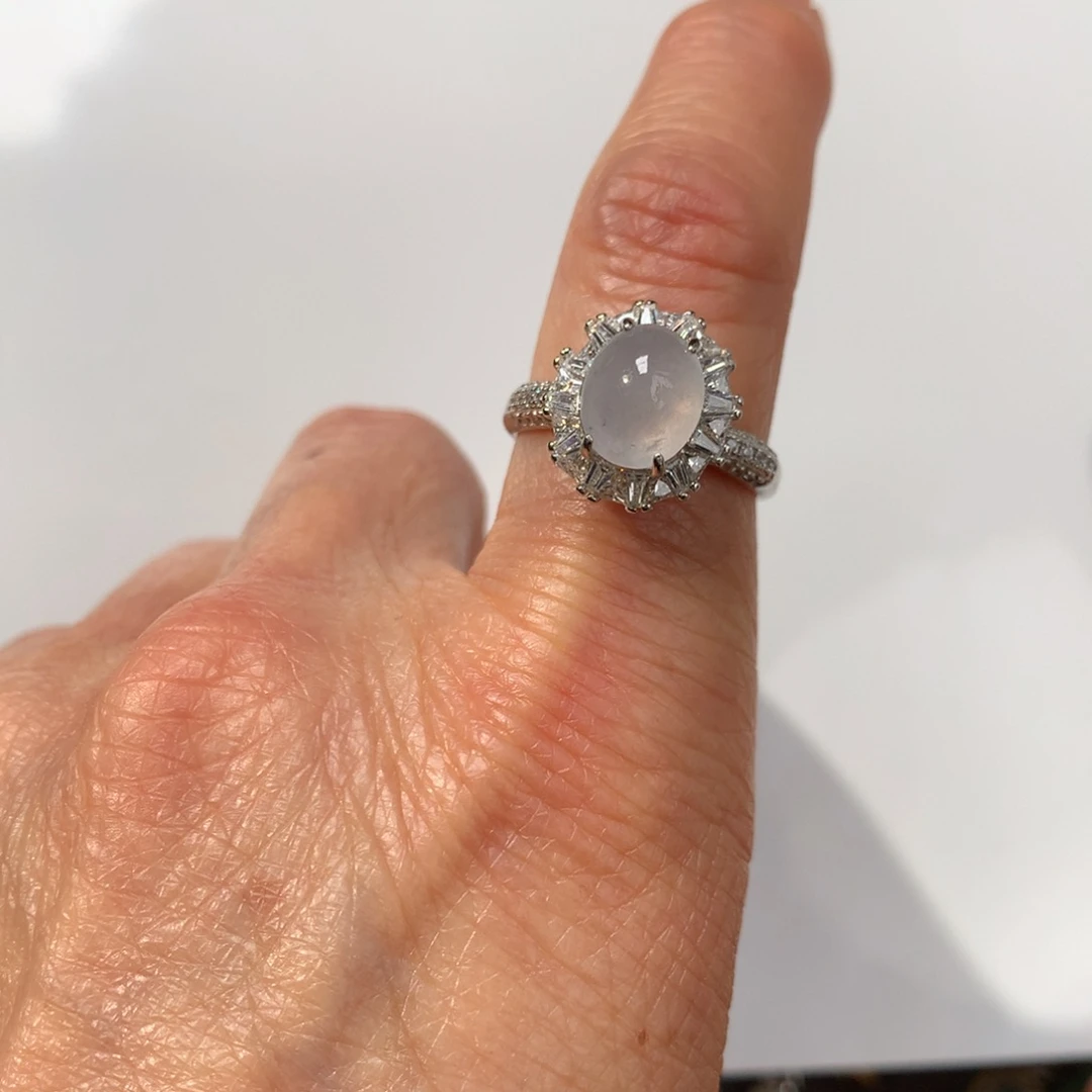 翡翠银S925镶嵌颈饰心*情戒