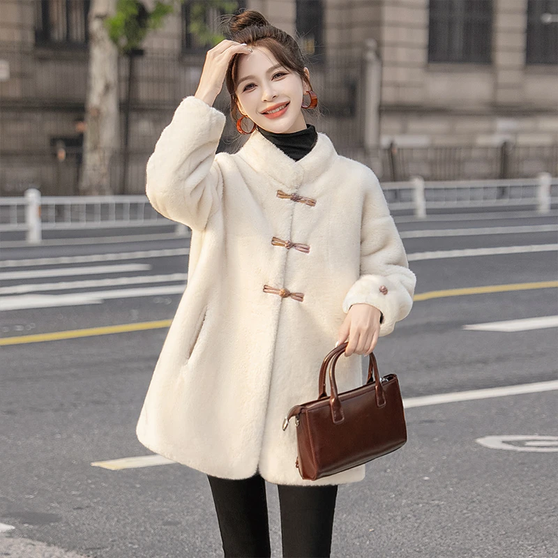 丝柏舍2025冬装新款女装立领单排扣中长宽松气质外套S44B7299A