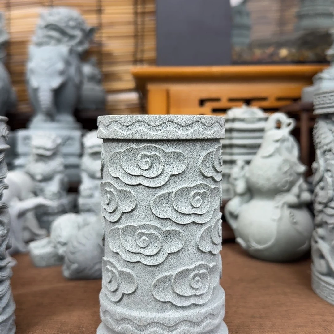 石材青砂石祥云柱13公分