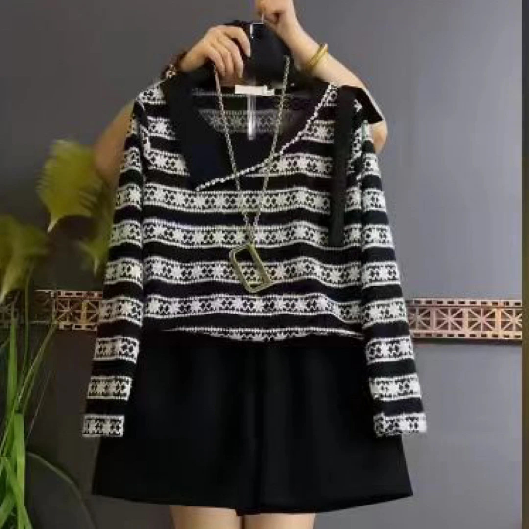 8021【胖小肉推荐】新款条纹套装