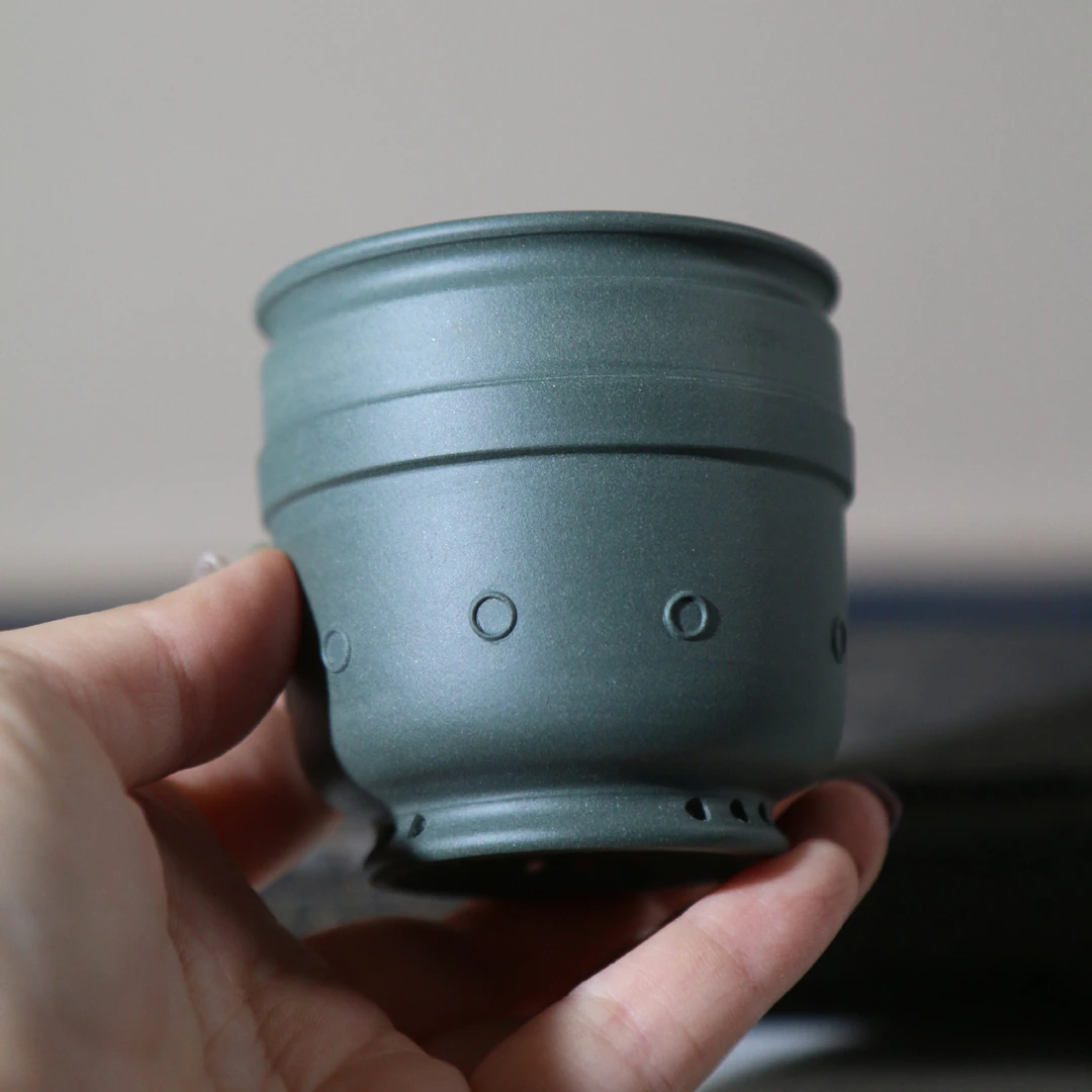 紫砂花盆绿泥小盆桌面盆栽手工盆微型盆掌上盆景盆古典仿古民国绿