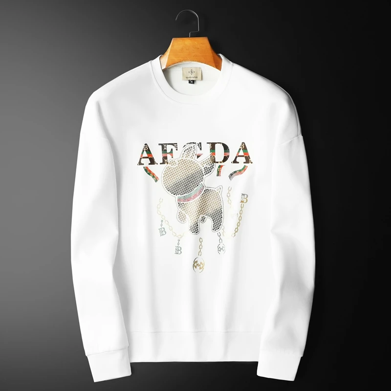 套头卫衣男士欧洲站潮牌高端纯棉印花休闲打底衫圆领修身大码T恤t