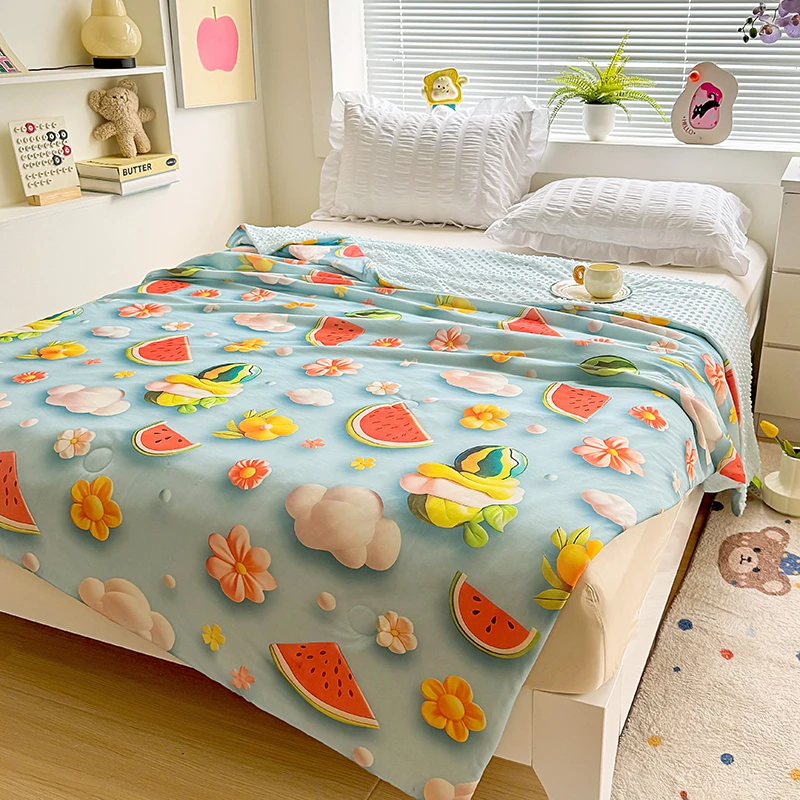 2025新款5D印花凉感夏被空调被凉豆豆夏凉被