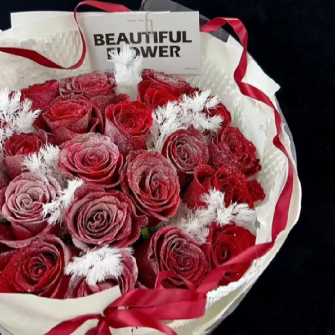 【有你便是平安】广州花束21朵红玫瑰元旦鲜花恋人女友跨年夜新年