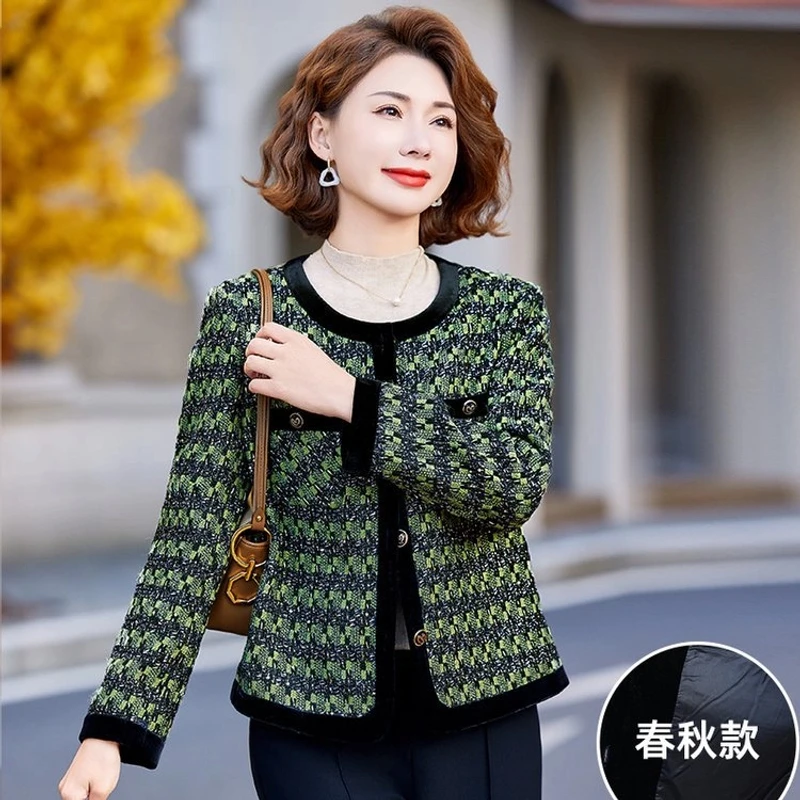 年轻妈妈小香风轻薄短款阔太太气质上衣中年女毛呢外套气质小个子