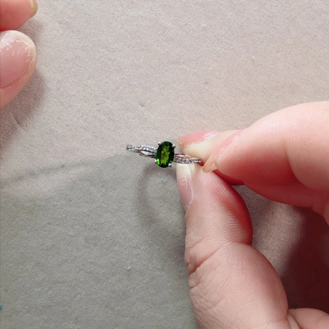 透辉石戒指银S925镶嵌