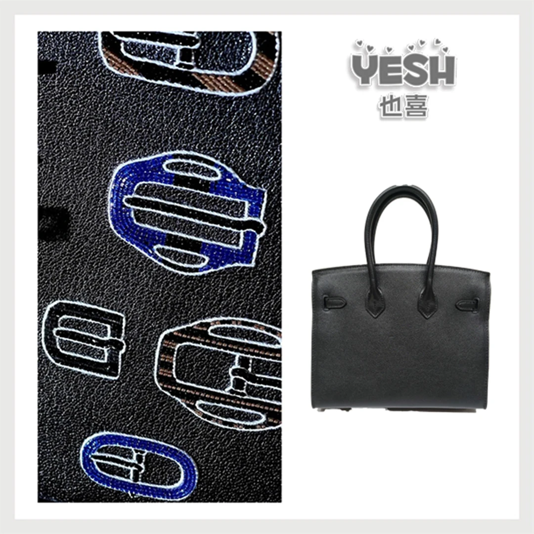 也喜YESH【BK钉珠徽章黑色ZF】经典高档时尚气质手拎包真皮女包