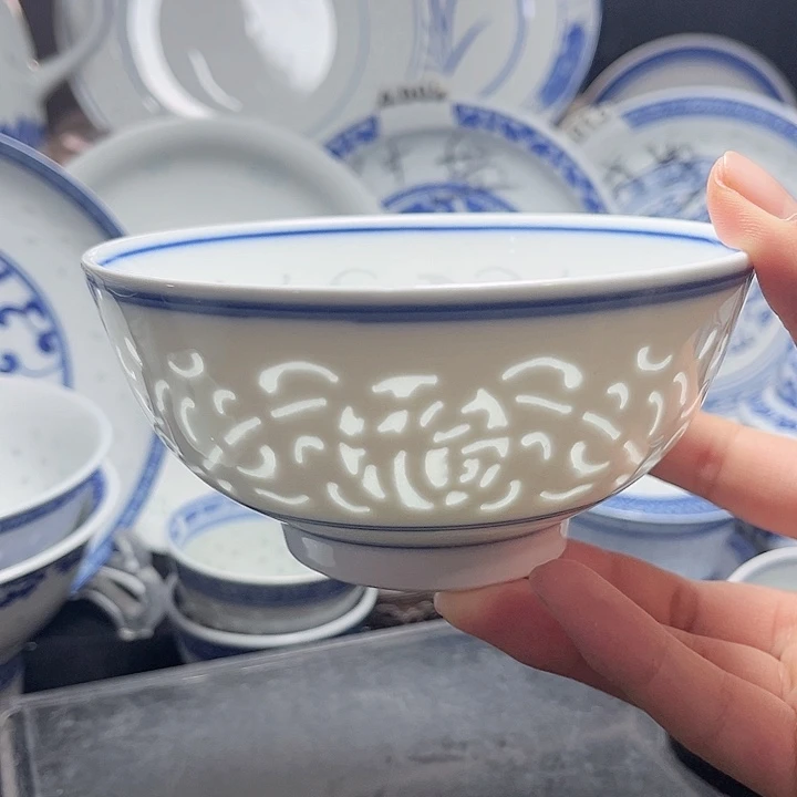 碗双线雕塑福字五寸饭碗