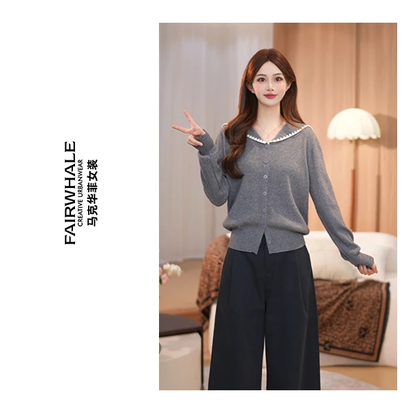 马克华菲女装秋冬气质海军领宽松长袖安迪绒针织衫F53004A663 qq