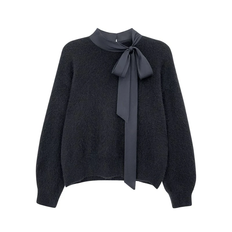 R123422W【绵羊毛+特种动物毛】冬季圆领法式针织毛针织衫修身型