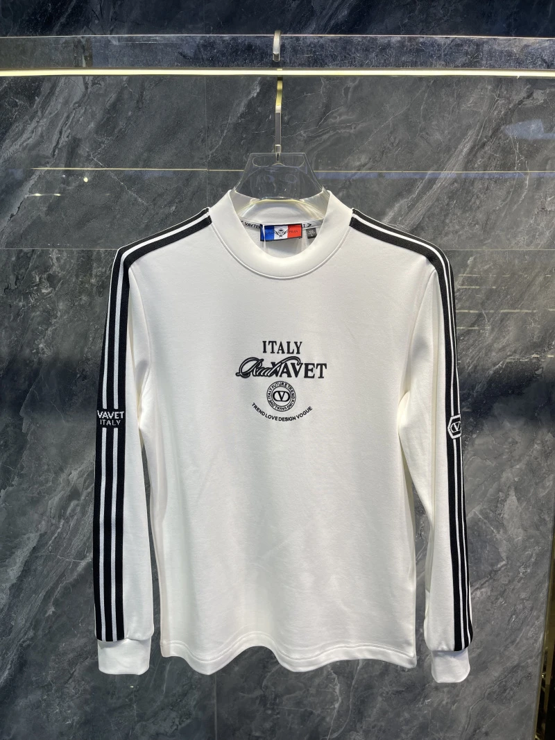 2024冬季欧货潮牌网红字母半高领T恤男时尚修身百搭休闲加绒打底T