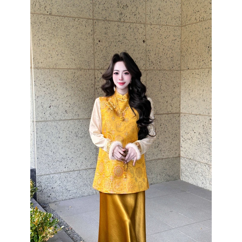 「 金马送福」早春新中式重工提花刺绣设计感高级贵妇马甲