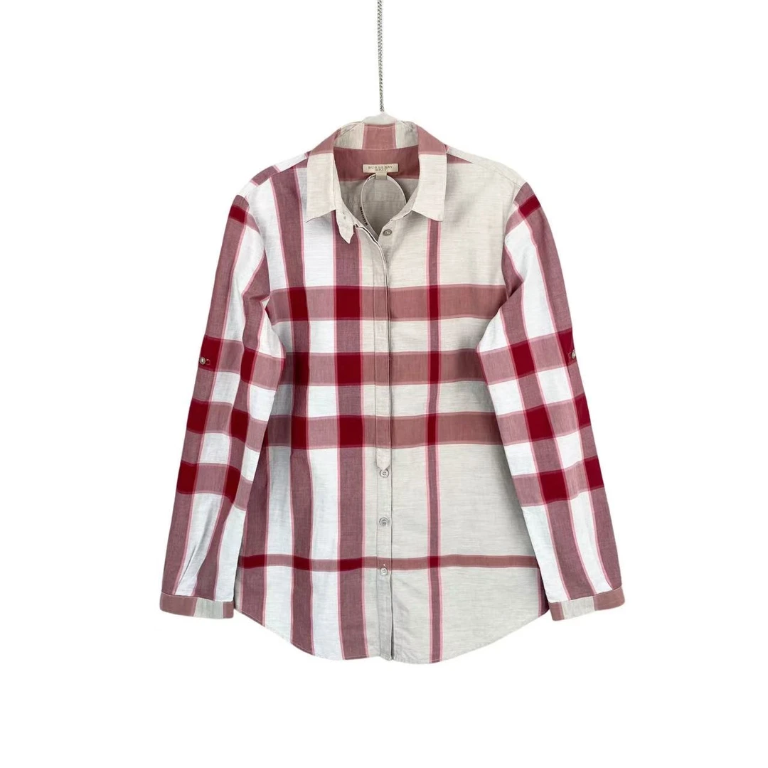 99新 BURBERRY/博柏利  AA3254 棉 格纹长袖衬衫 M码