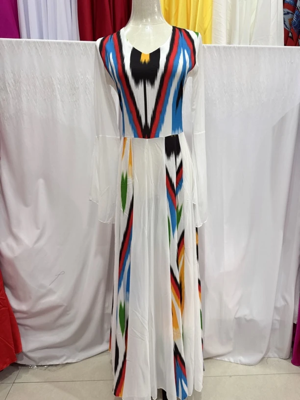 艾迪莱丝七分袖喇叭袖下摆拼接连衣裙带裤子