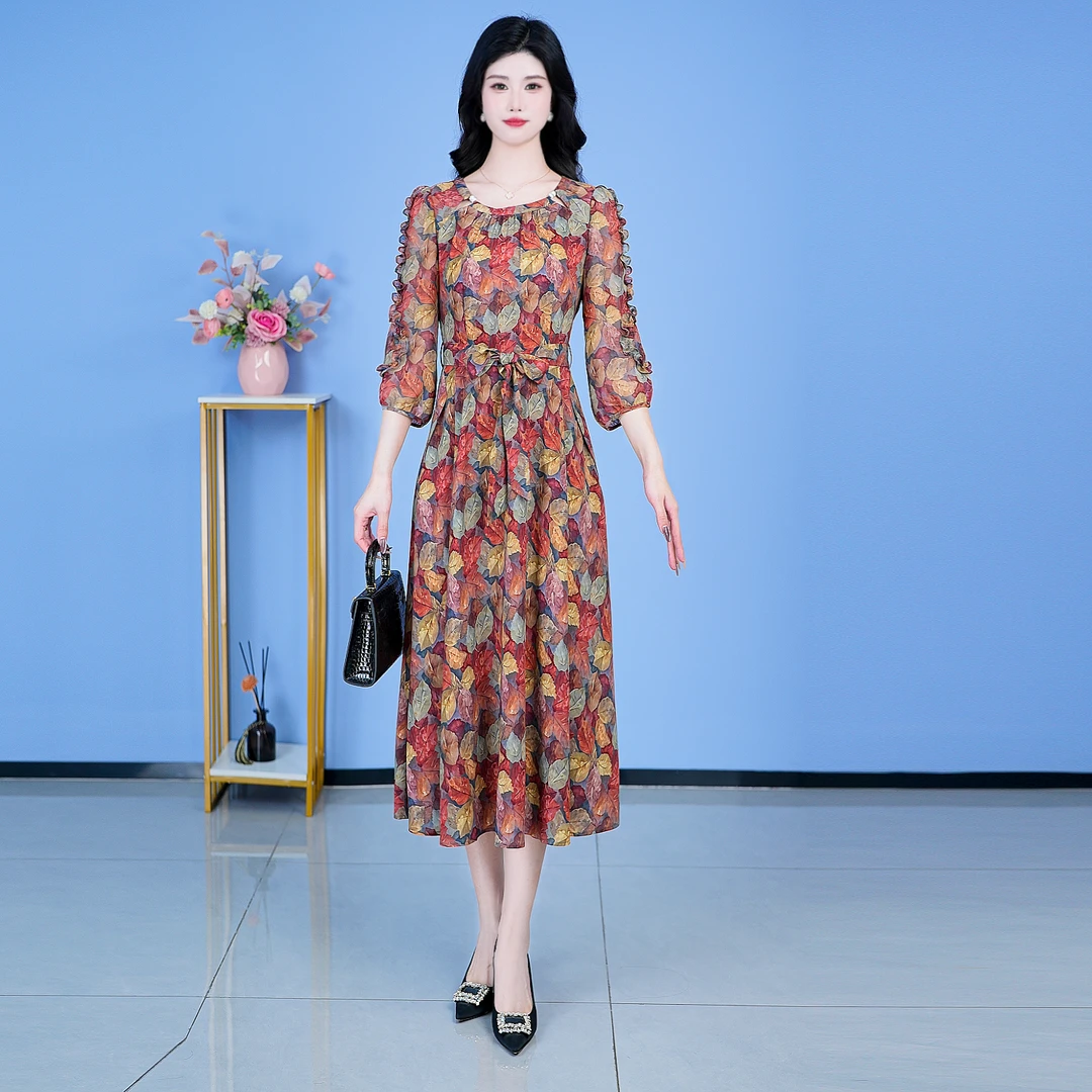 【SJYH215】2025年春季新款时尚气质优雅连衣裙中式减龄气质连衣裙