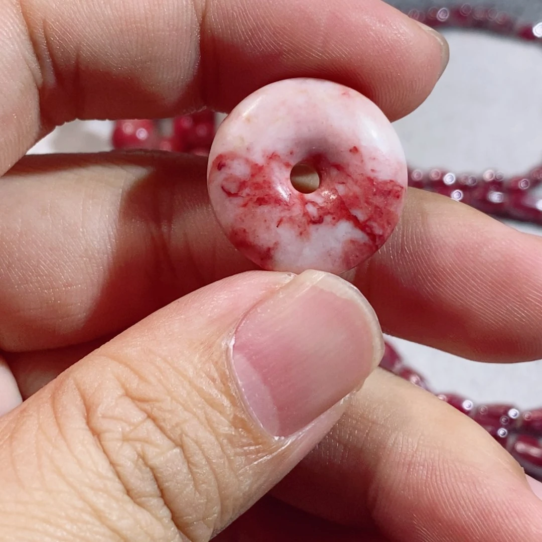 天然辰砂原石平安扣