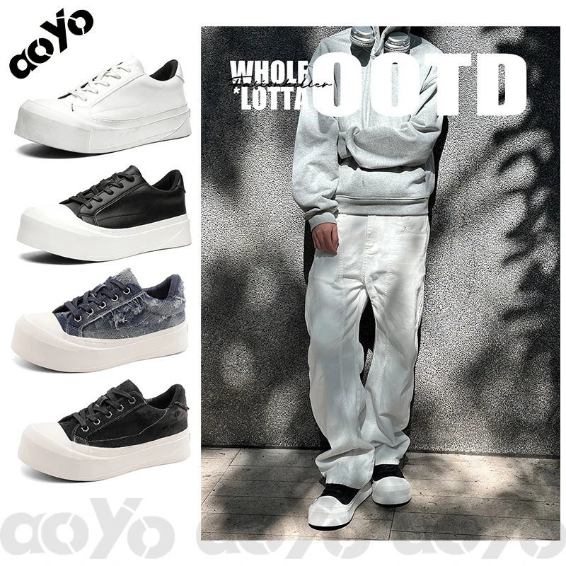 aoyoDirtyFit增高脏脏鞋厚底弯刀板鞋百搭通勤米奇大头休闲鞋