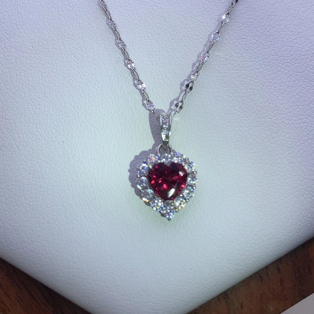 颈饰石榴石银S925镶嵌