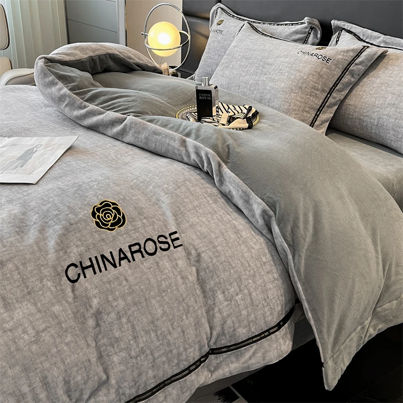 博洋家纺适用高档加厚轻奢高级感牛奶绒四件套冬季2026新款加绒珊