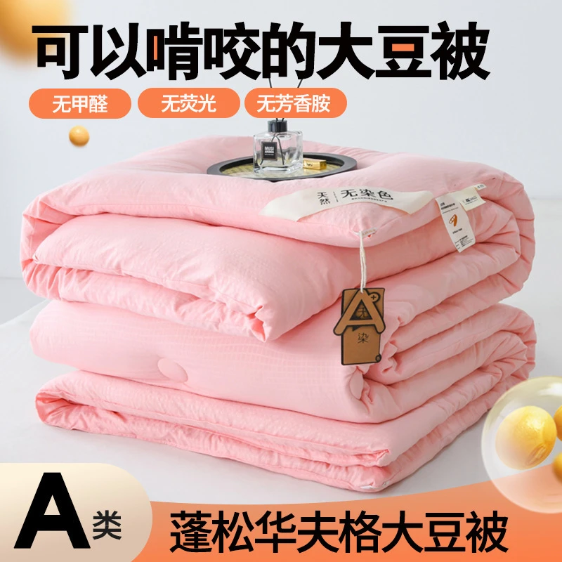 新款华夫格大豆被子水洗棉纯色加厚保暖亲肤冬被春秋被芯双人批发