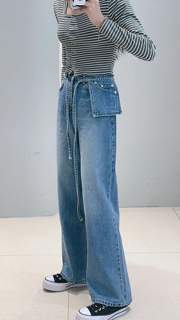 韩国东大门正品阿美韩国女装ADEl家春季新款直筒牛仔裤