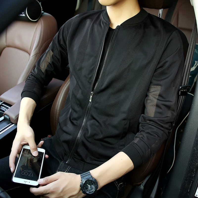 【高端潮品】男士2025新款皮肤衣韩版修身镂空防晒透气男款夏季外套